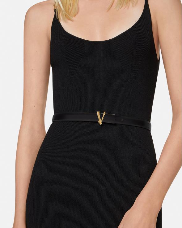 Жене Versace црн виртус танки кожни каиш Прибор 2DJLH540