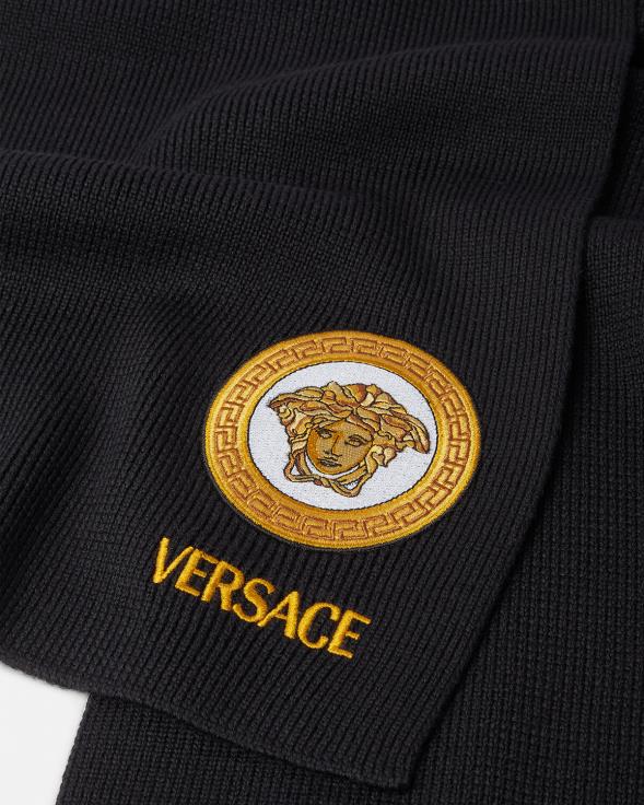 Жене Versace црн медуса лого плетени шал Прибор 2DJLH927