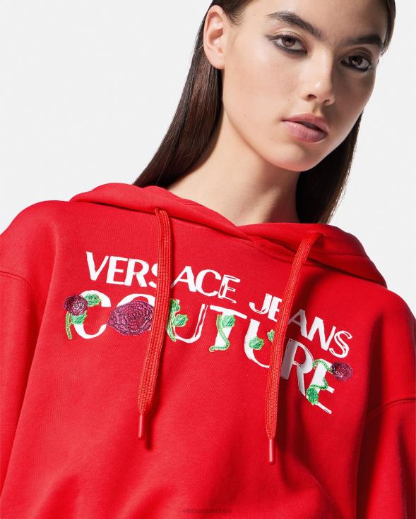 Жене Versace наранџаста росес лого цроп хоодие одећу 2DJLH2170