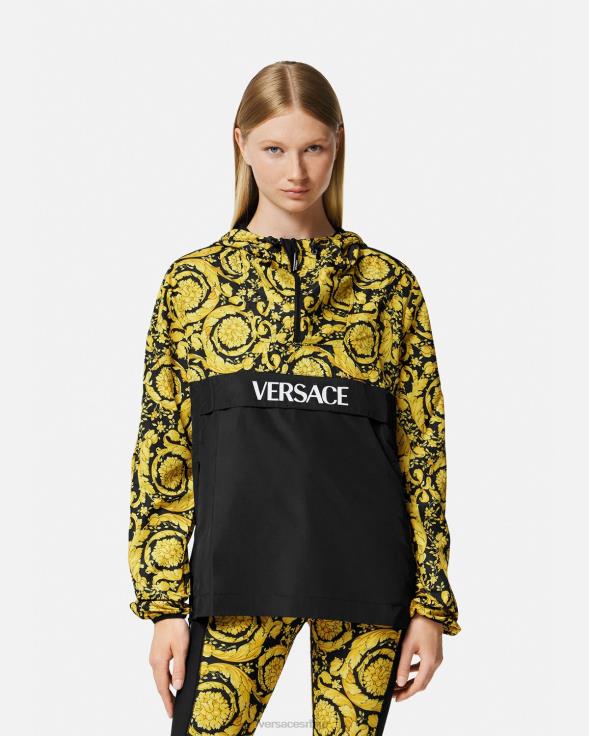 Жене Versace црн јакна од ветровке бароко одећу 2DJLH239