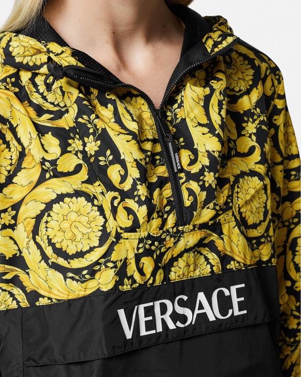 Жене Versace црн јакна од ветровке бароко одећу 2DJLH239