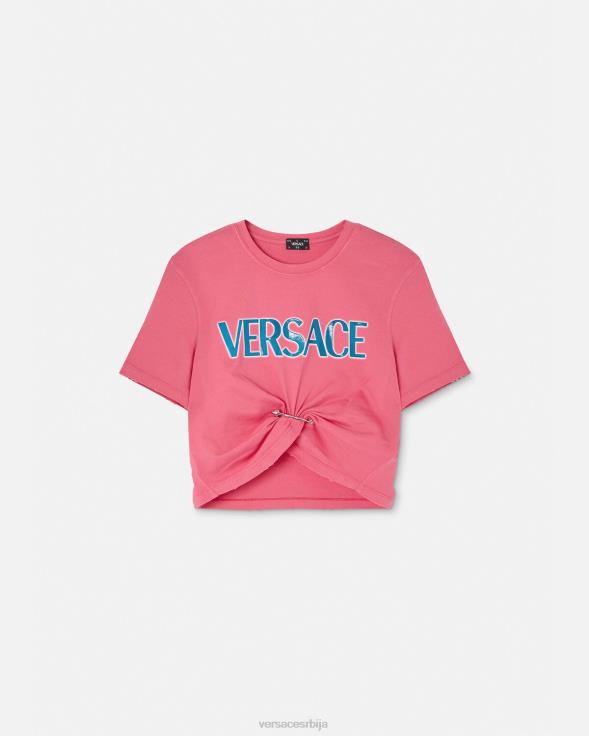 Жене Versace розе мајица са логотипом сигурносне игле одећу 2DJLH139