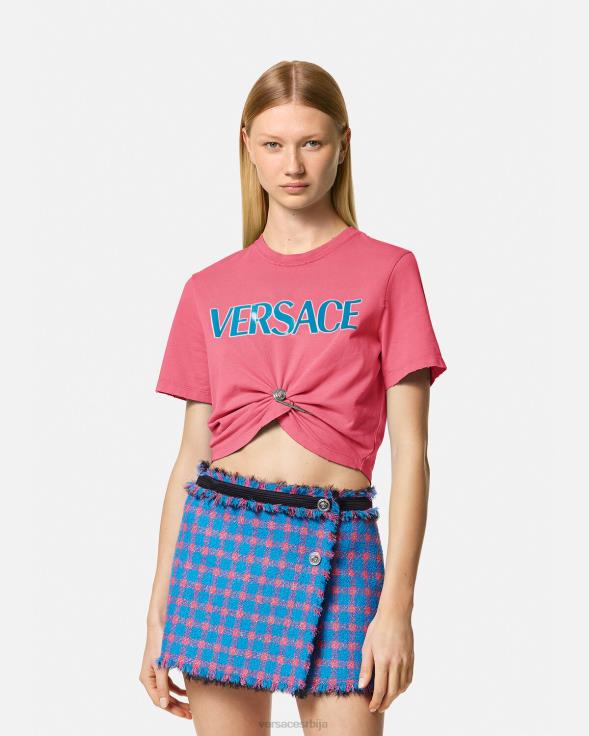 Жене Versace розе мајица са логотипом сигурносне игле одећу 2DJLH139