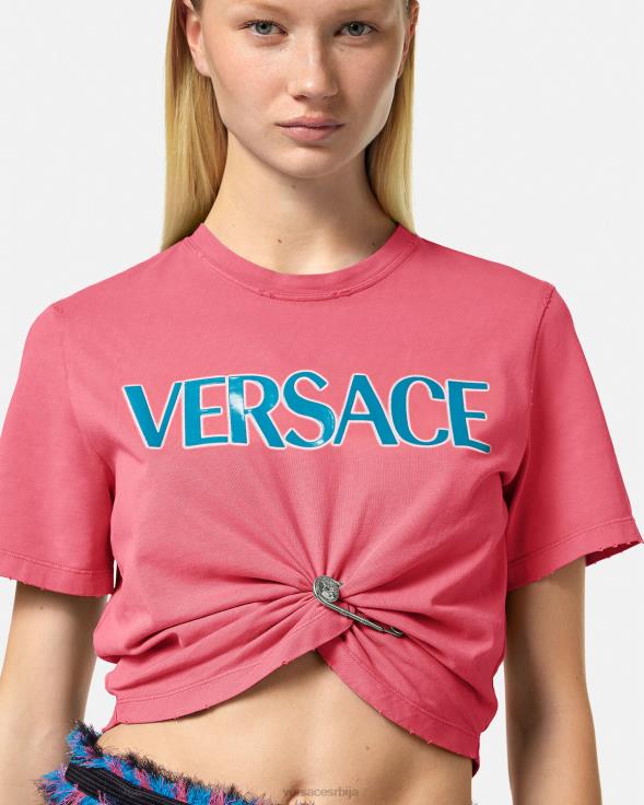 Жене Versace розе мајица са логотипом сигурносне игле одећу 2DJLH139