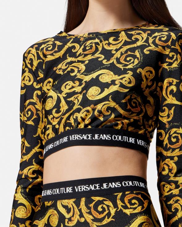 Жене Versace црно злато скетцх цоутуре топ одећу 2DJLH2167