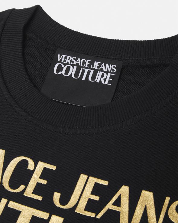 Жене Versace црно злато лого џемпер одећу 2DJLH2155