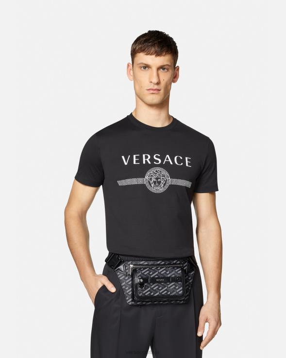 мушкарци Versace црна и сива торба за појас са потписом ла греца торбе 2DJLH1486