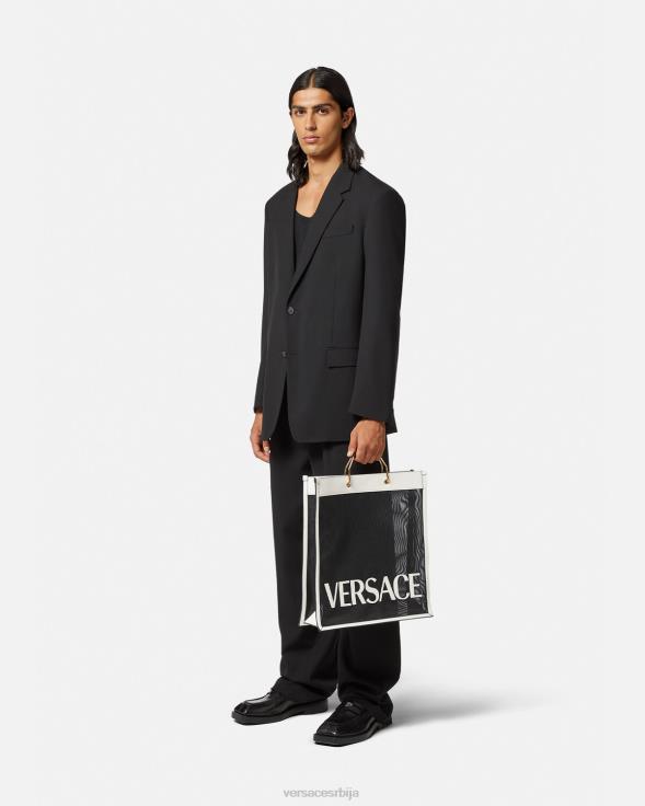 мушкарци Versace црно бели схоппер тоте баг торбе 2DJLH1508